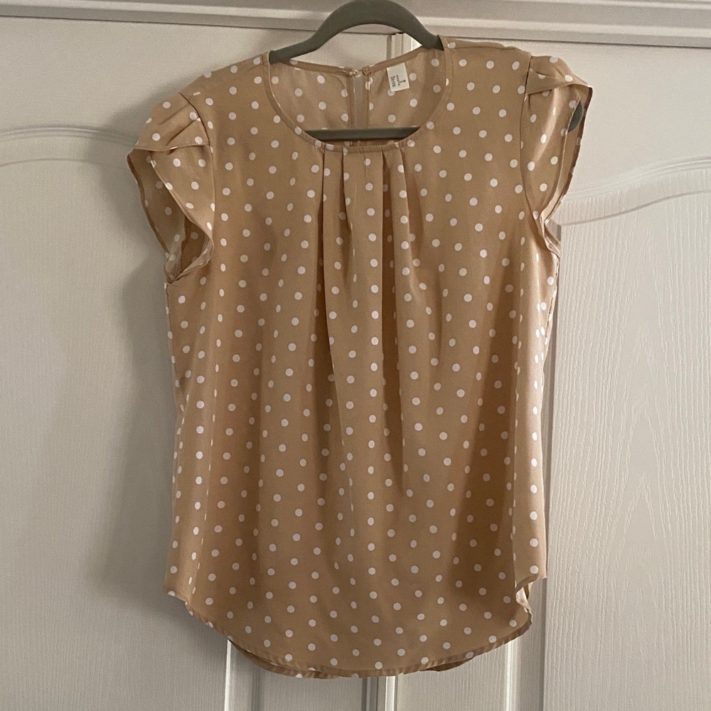 Polka Dot Tan Blouse